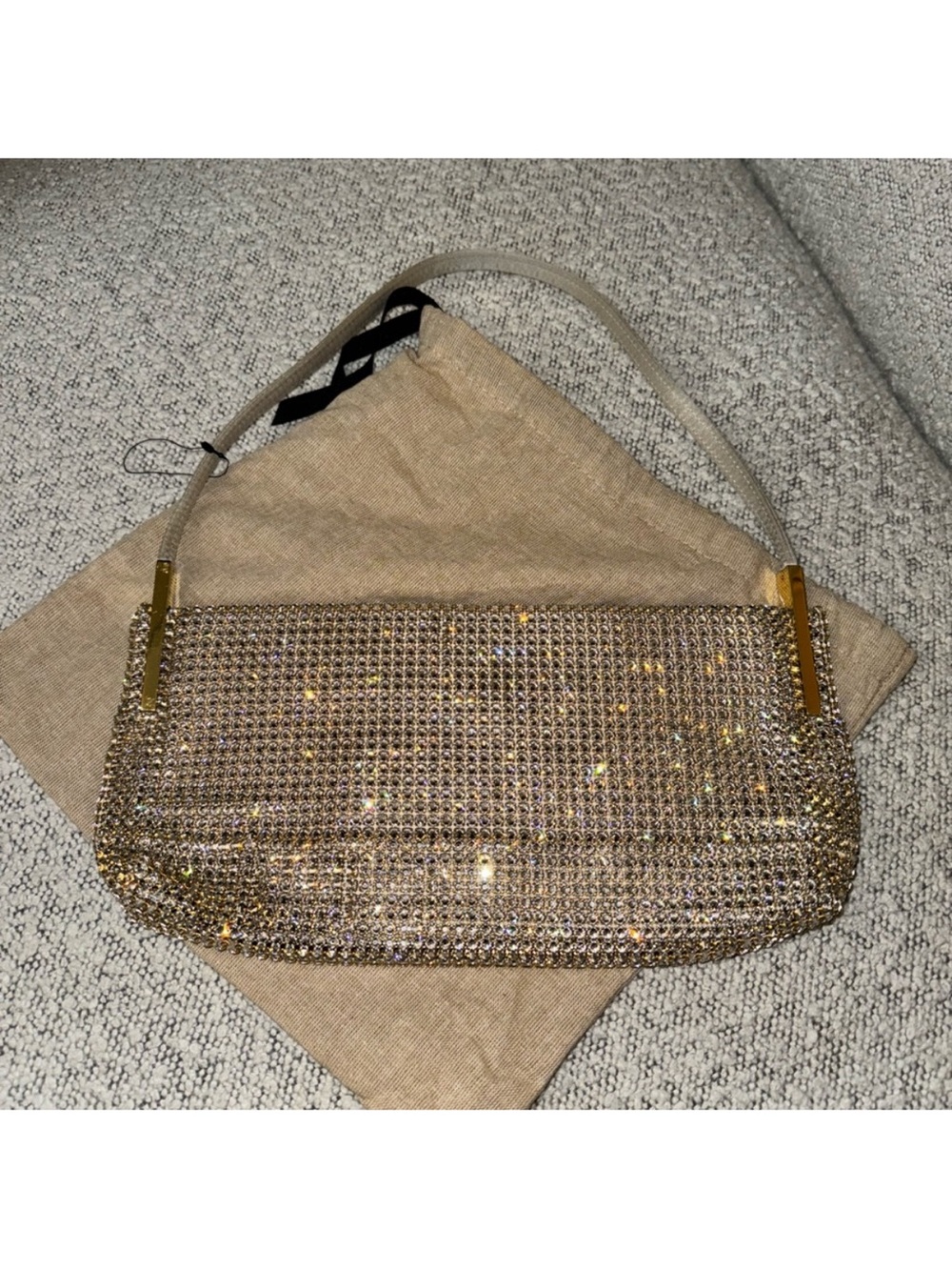 Yves Saint Laurent Gold Crystal Suzanne Mini Shoulder Bag